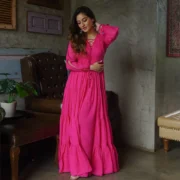 Hot Pink Cotton Maxi Dress